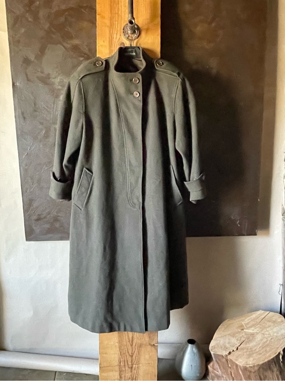 Olive Green Women's Trench Coat with Epaulet Details